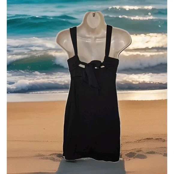 ATHLETA‎ Halter Tankini Keyhole Halter  Swimsuit Top Dress Black Women's Sz XXS - Picture 2 of 3